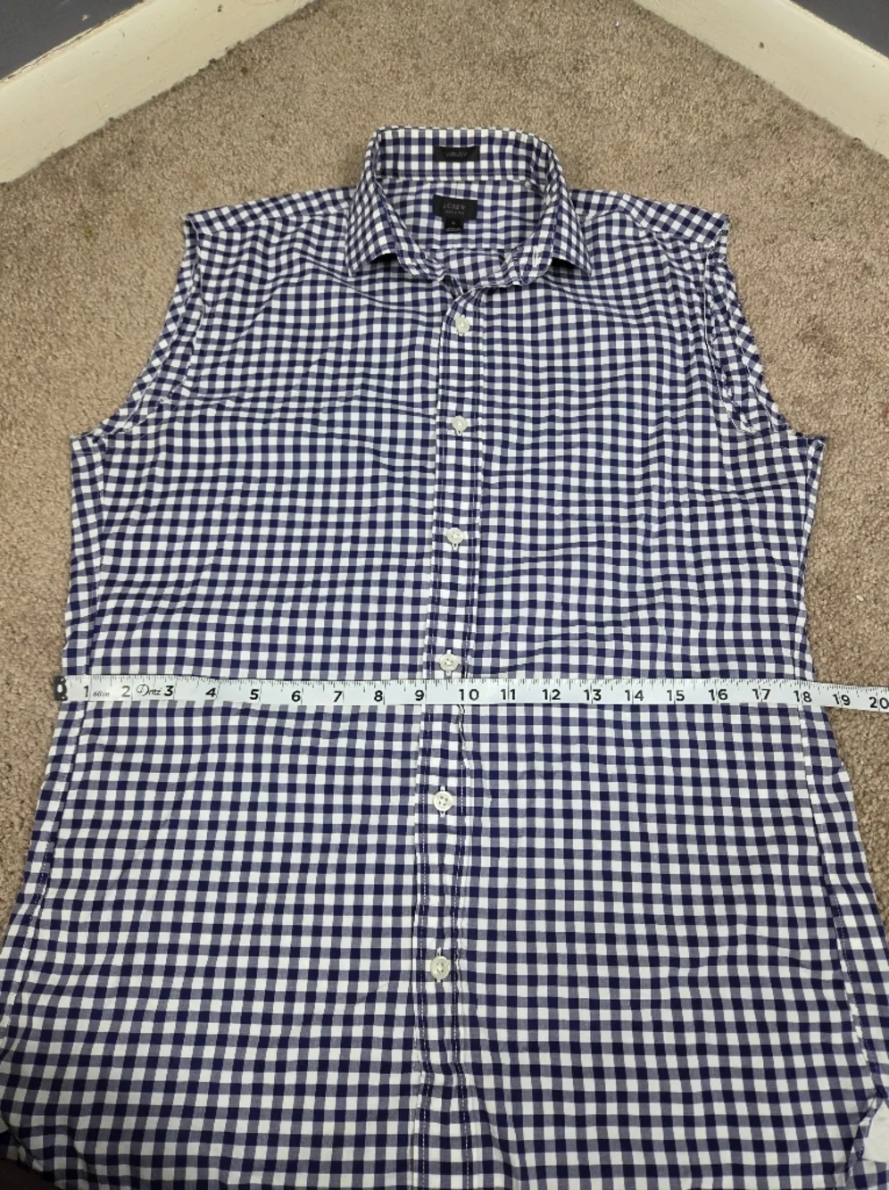 Navy & White Gingham Sleeveless Button-Front Top